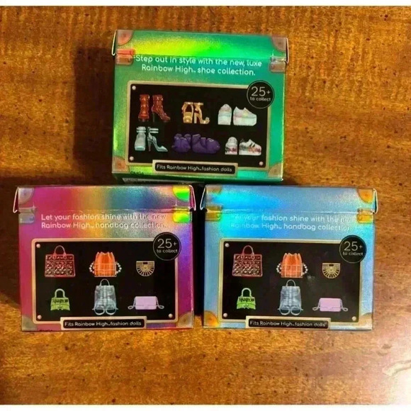 3pk Lot Rainbow High Mini Accessories Lot #5 - 2 Handbag/1 Shoe Surprise Box NIB - Picture 1 of 1